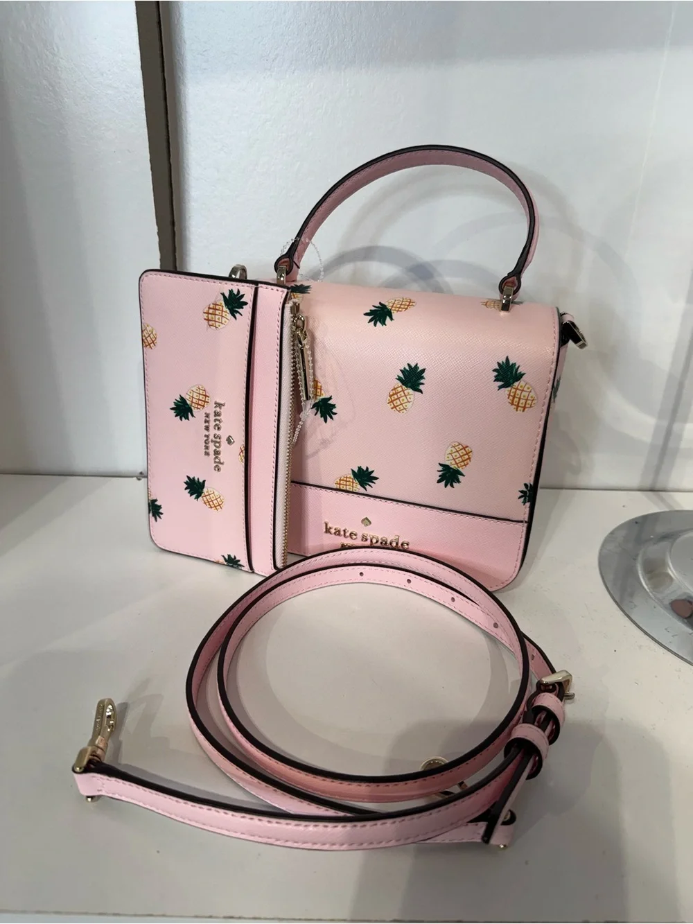 kate spade Pink Pineapple Print Mini Top-Handle Bag